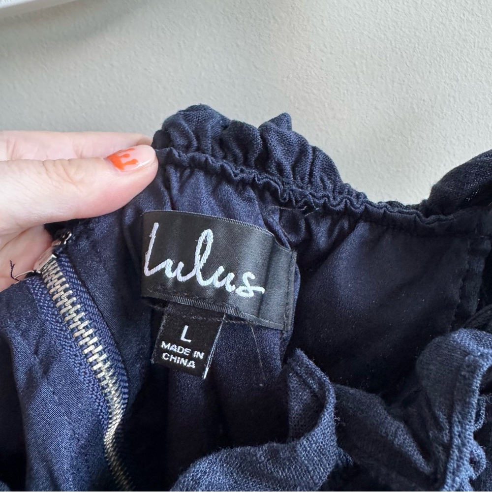 Lulu’s Elati Navy Blue Ruffled Off-the-Shoulder Bodycon Dress - Picture 8 of 12